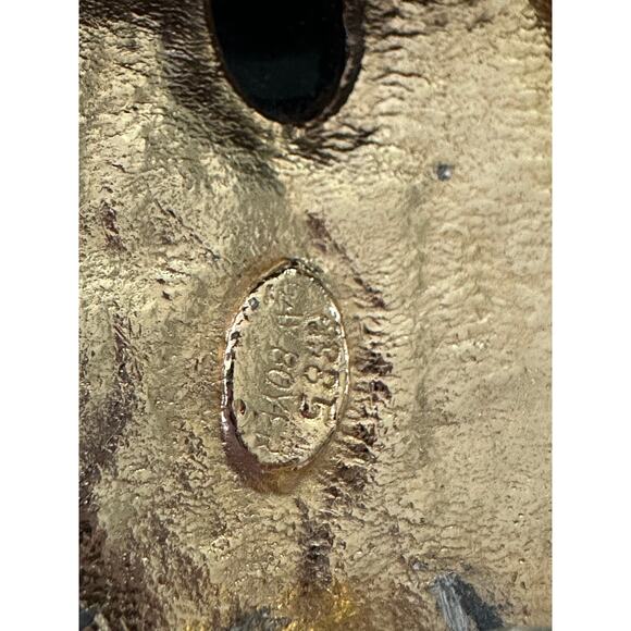 Vintage signed GAY BOYER belt gold removable buckle black cabochon snake leather main image 9